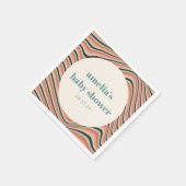 抽象芸術ウェーストライプブアクアピーチカスタムベイビーシャワー スタンダードカクテルナプキン (角)