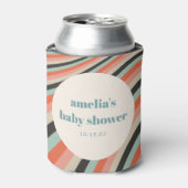 抽象芸術ウェーストライプブアクアピーチカスタムベイビーシャワー 缶クーラー (缶正面)