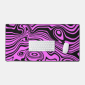 抽象芸術ウェーブパープルブラックデザインカスタムカラー デスクマット (キーボード&マウス)