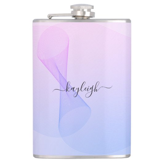 抽象芸術ウェーブリーンピンクブルーフラスコ フラスク (正面)