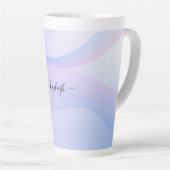 抽象芸術ウェーブリーンピンクブルーラテマグカップ カフェラテマグ (右アングル)