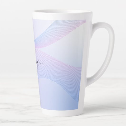 抽象芸術ウェーブリーンピンクブルーラテマグカップ カフェラテマグ (右)