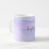 抽象芸術ウェーブリーンピンクブルー コーヒーマグカップ (正面左)