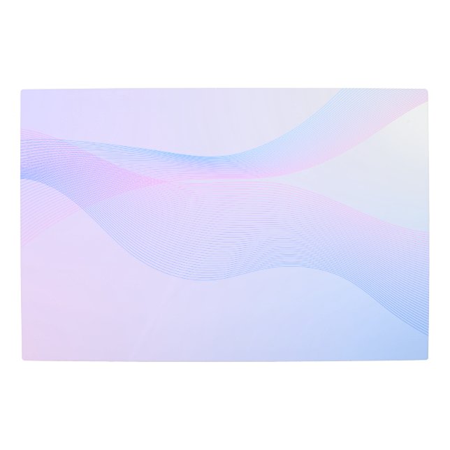 抽象芸術ウェーブリーンピンクブルー メタルプリント (正面)