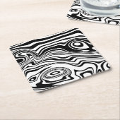 抽象芸術ウェーブ紙コースター – お使いのカラー スクエアペーパーコースター (アングル)