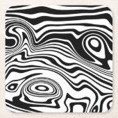 抽象芸術ウェーブ紙コースター – お使いのカラー スクエアペーパーコースター (正面)