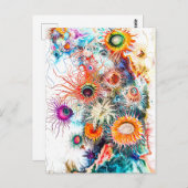 抽象芸術ウォーターイラストレーションの海アネモネス ポストカード (正面/裏面)