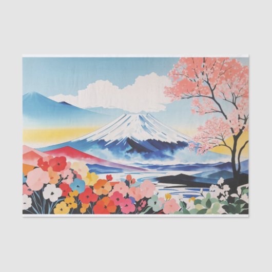 抽象芸術ウォーターカラーお洒落スプリングタイムマウンテン 薄葉紙 (正面)