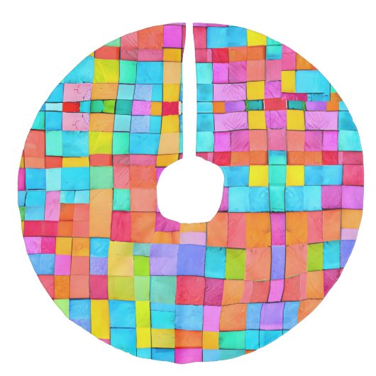 抽象芸術ウォーターカラーアートカラフルホリモダンデイ フェイクリネンツリースカート (正面)