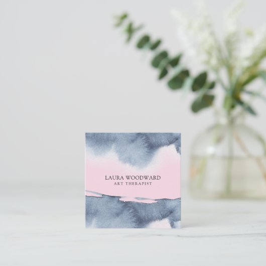 抽象芸術ウォーターカラーアートセラピスト スクエア名刺 (スタンド正面)
