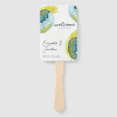 抽象芸術ウォーターカラーアートユニーク結婚式 プログラム ハンドファン (正面)