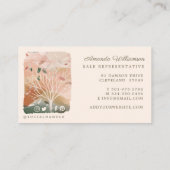 抽象芸術ウォーターカラーウィンターオータムツリーブランチ 名刺 (裏面)