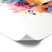 抽象芸術ウォーターカラーギターデジタルアート ポスター (角)