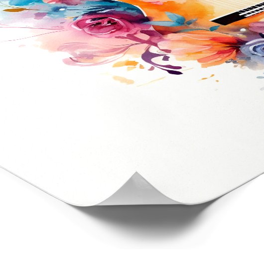 抽象芸術ウォーターカラーギターデジタルアート ポスター (角)