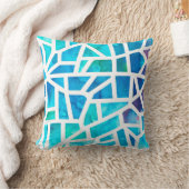 抽象芸術ウォーターカラーシーガラスターコイズブルー クッション (ブランケット)