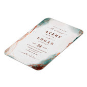 抽象芸術ウォーターカラーテラコッタ結婚式招待状 マグネット (左側)