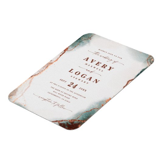 抽象芸術ウォーターカラーテラコッタ結婚式招待状 マグネット (左側)