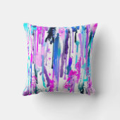 抽象芸術ウォーターカラードリップスブルーターコイズピンクトロ クッション (裏面)