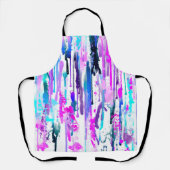 抽象芸術ウォーターカラードリップスブルーターコイズピンク エプロン (正面)