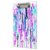 抽象芸術ウォーターカラードリップスブルーターコイズピンク クリップボード (左)