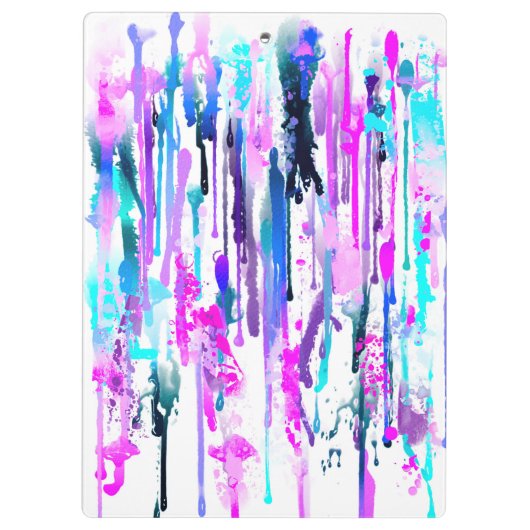抽象芸術ウォーターカラードリップスブルーターコイズピンク クリップボード (裏面)