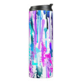 抽象芸術ウォーターカラードリップスブルーターコイズピンク タンブラー (回転左)