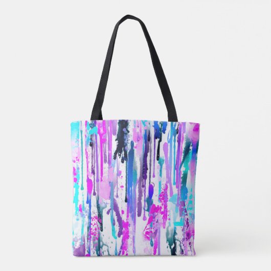抽象芸術ウォーターカラードリップスブルーターコイズピンク トートバッグ (裏面)