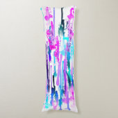 抽象芸術ウォーターカラードリップスブルーターコイズピンク ボディピロー (正面縦)