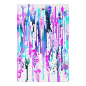 抽象芸術ウォーターカラードリップスブルーターコイズピンク ミニクリップボード (裏面)