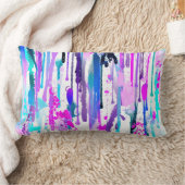 抽象芸術ウォーターカラードリップスブルーターコイズピンク ランバークッション (ブランケット)