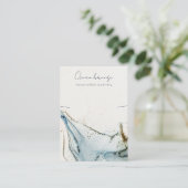 抽象芸術ウォーターカラーネイビーブルー金ゴールドネックレスホルダー 名刺 (スタンド正面)