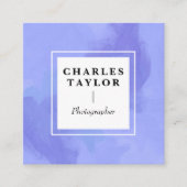 抽象芸術ウォーターカラーパープルスクエアエレガンス スクエア名刺 (正面)