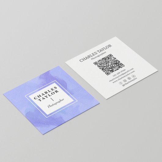 抽象芸術ウォーターカラーパープルスクエアエレガンス スクエア名刺