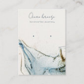 抽象芸術ウォーターカラーブルー金ゴールドイヤリングネックレス 名刺 (正面)
