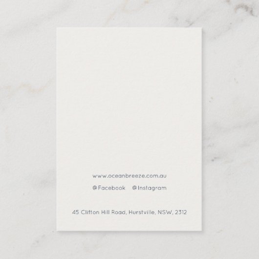 抽象芸術ウォーターカラーブルー金ゴールドイヤリングネックレス 名刺 (裏面)