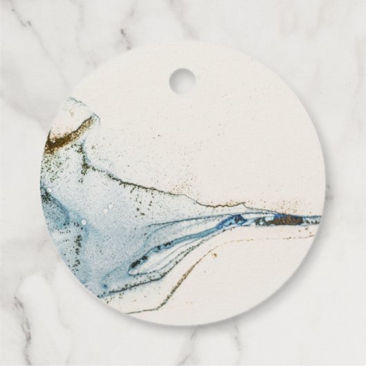 抽象芸術ウォーターカラーブルー金ゴールドビーチズ結婚ズ フェイバータグ (裏面)