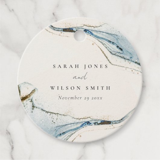 抽象芸術ウォーターカラーブルー金ゴールドビーチズ結婚ズ フェイバータグ (正面)