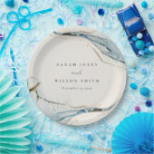 抽象芸術ウォーターカラーブルー金ゴールドビーチズ結婚ズ ペーパープレート (パーティー)