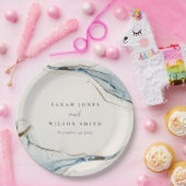 抽象芸術ウォーターカラーブルー金ゴールドビーチズ結婚ズ ペーパープレート (パーティー)