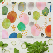 抽象芸術ウォーターカラーペブル金ゴールドグリッターアート キッチンタオル (折り畳み)