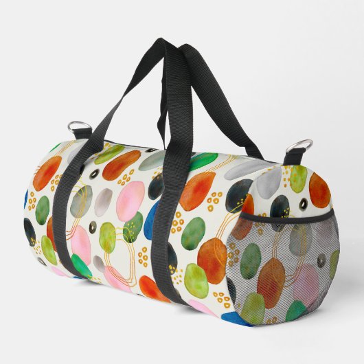 抽象芸術ウォーターカラーペブル金ゴールドグリッターアート ダッフルバッグ (右コーナー)