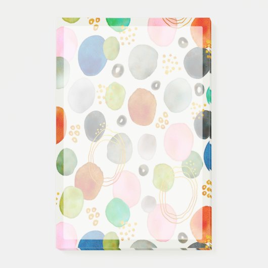 抽象芸術ウォーターカラーペブル金ゴールドグリッターアート ポストイット (正面)