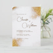 抽象芸術ウォーターカラー金ゴールドグリッターラグジュアリーエレガント 招待状 (スタンド正面)