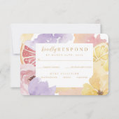 抽象芸術ウォーター花模様カクテルシトラスフルーツ 出欠カード (正面)