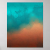 抽象芸術ウォールアートブルーティール（緑がかった色）ターコイズカラー ポスター (正面)