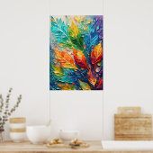 抽象芸術ウォールアート葉、カラー ポスター (キッチン)