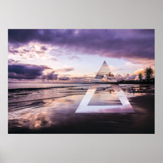 抽象芸術ウォールアート – ムーディパープルサンズ ポスター