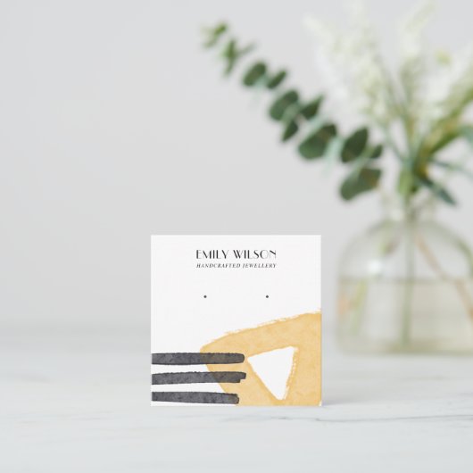 抽象芸術ウオータカラーグレースタッドイヤリングディスプレイカード スクエア名刺 (スタンド正面)