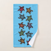 抽象芸術ウミガメのカラフル群 バスタオルセット (ハンドタオル)