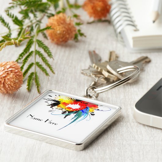 抽象芸術ウミドオウム絵を描(ばちゃばちゃ)跳ねる キーホルダー (側面)